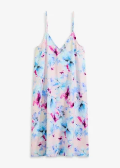bonprix bonprix Ropa Para Dormir>Camisón largo de satén brillante rosa claro con flores