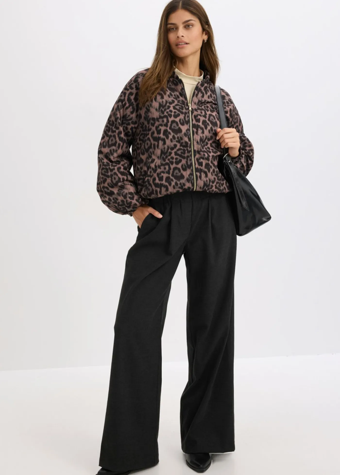 bonprix bonprix Chaquetas Y Abrigos>Cazadora acolchada Marrón con estampado de leopardo