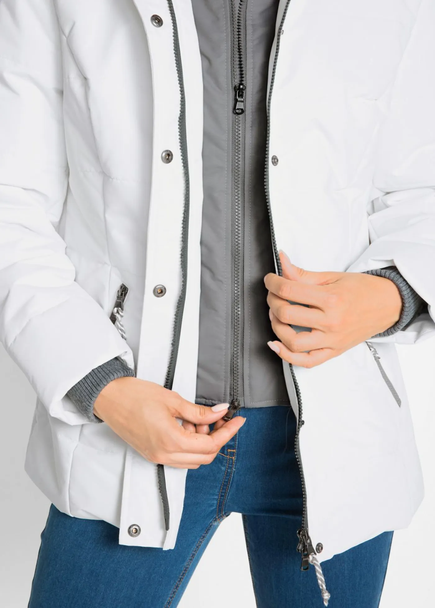 bonprix bonprix Chaquetas Y Abrigos>Cazadora de invierno con aspecto 2 en 1 Blanco lana