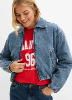 Mujer bonprix bonprix Cazadora vaquera con forro cálido, cropped