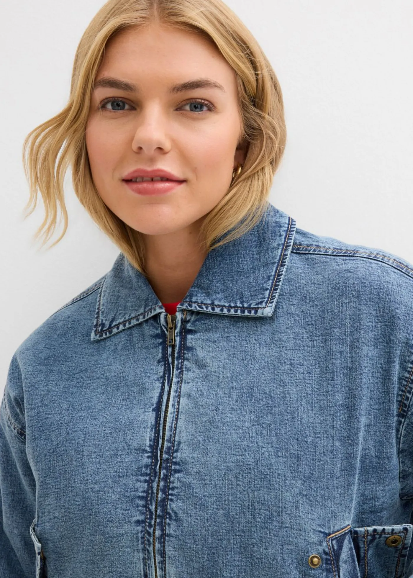 Mujer bonprix bonprix Cazadora vaquera con forro cálido, cropped