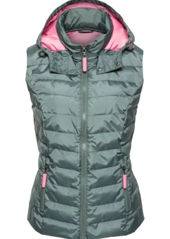 bonprix bonprix Chaquetas Y Abrigos>Chaleco acolchado con capucha Verde eucalipto-rosa