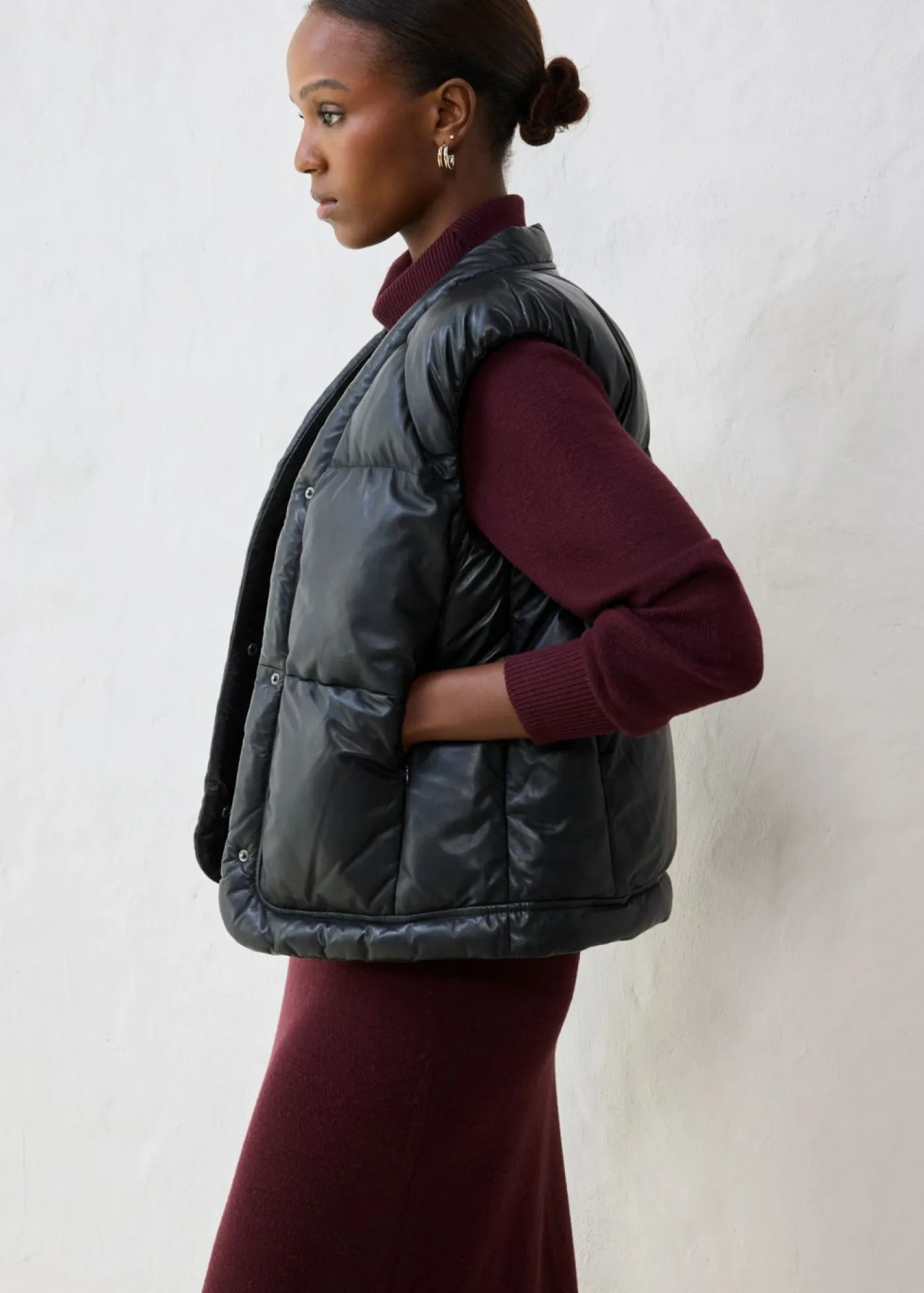 bonprix bonprix Chaquetas Y Abrigos>Chaleco acolchado de napa de cordero Negro