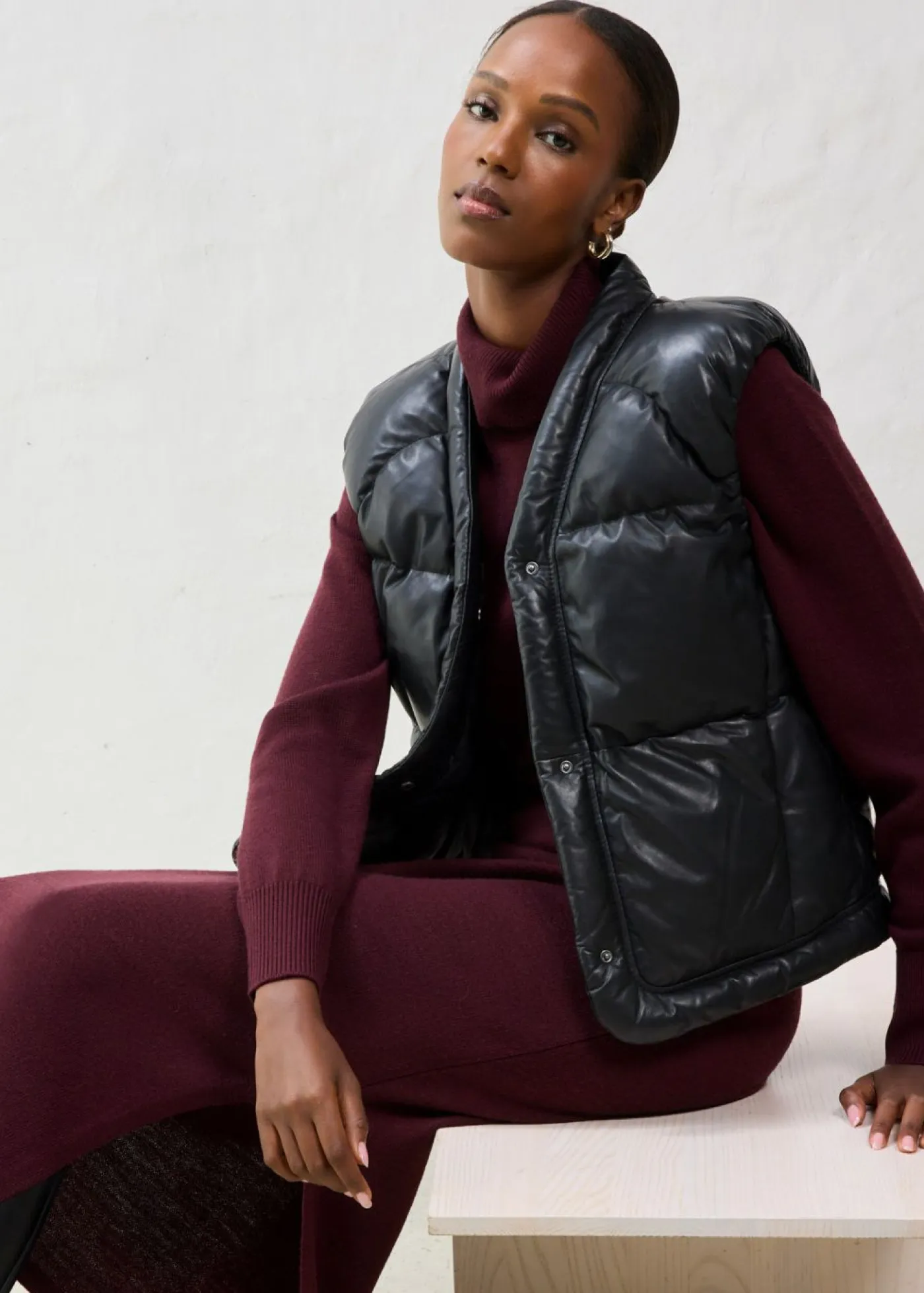 bonprix bonprix Chaquetas Y Abrigos>Chaleco acolchado de napa de cordero Negro