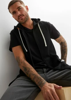 Hombre bonprix bonprix Chaleco de chándal con capucha de suave mezcla de algodón