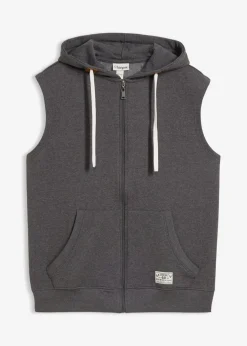 bonprix bonprix Chándals>Chaleco de chándal con capucha de suave mezcla de algodón pizarra moteado