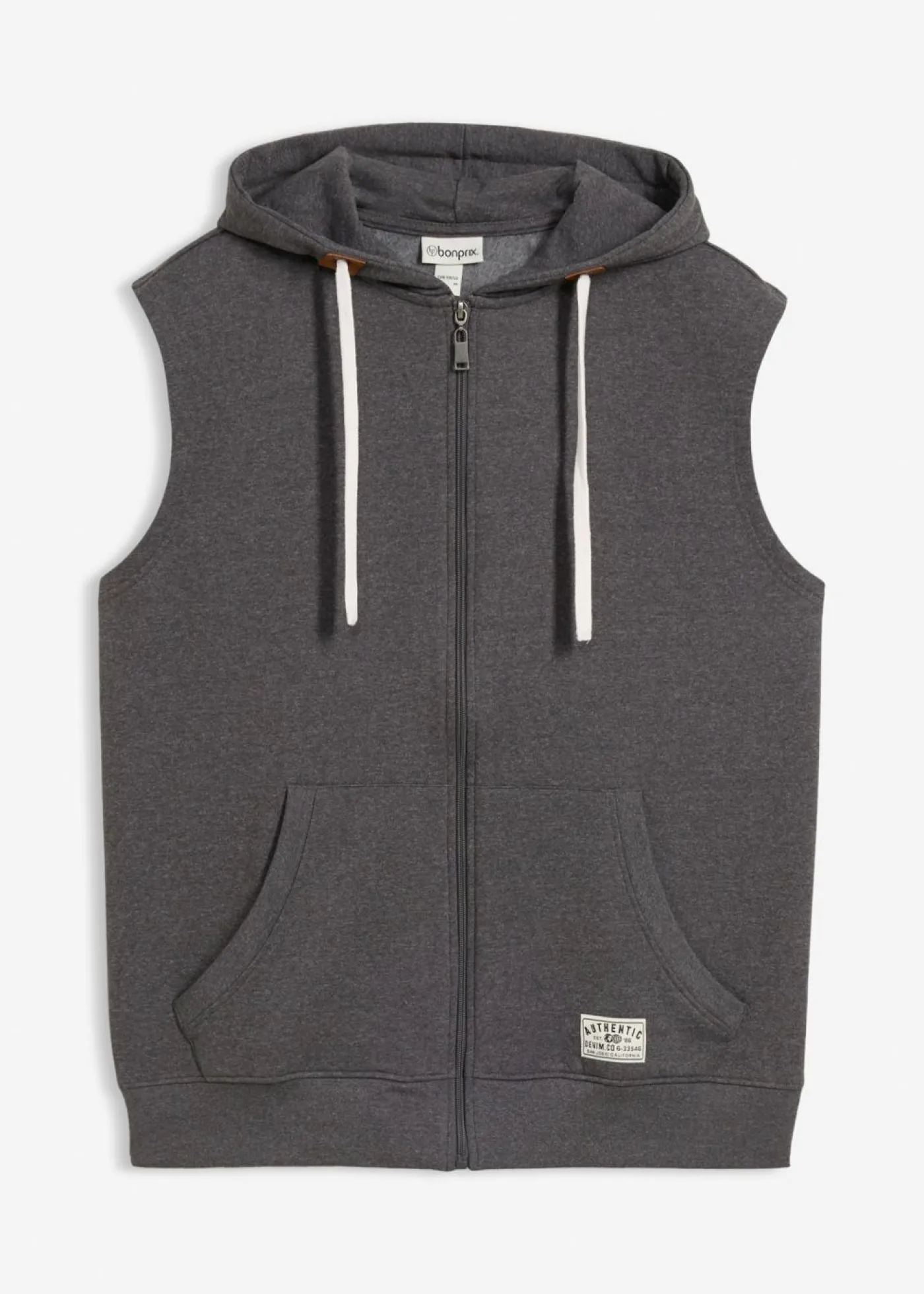 bonprix bonprix Chándals>Chaleco de chándal con capucha de suave mezcla de algodón pizarra moteado