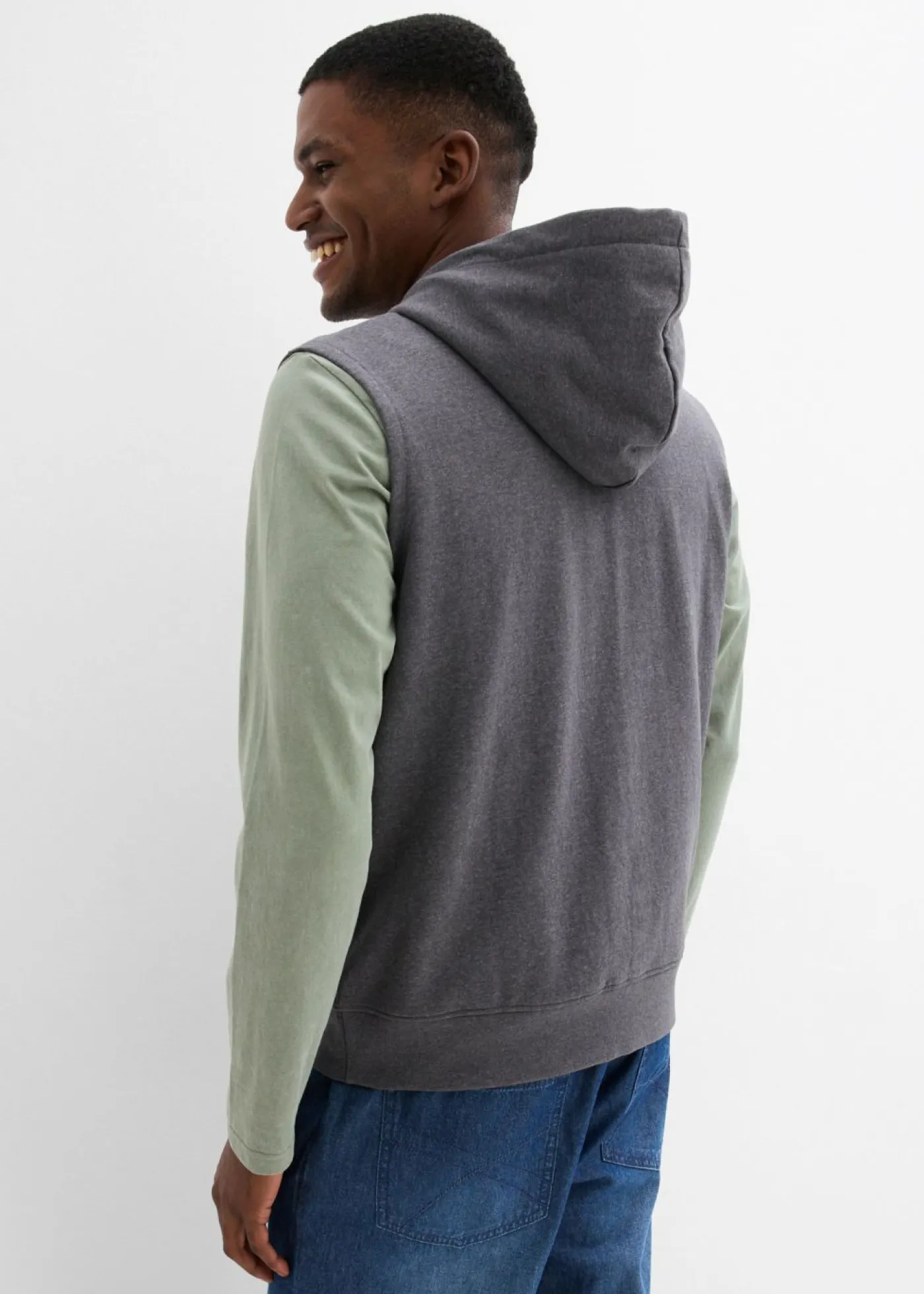 bonprix bonprix Chándals>Chaleco de chándal con capucha de suave mezcla de algodón pizarra moteado