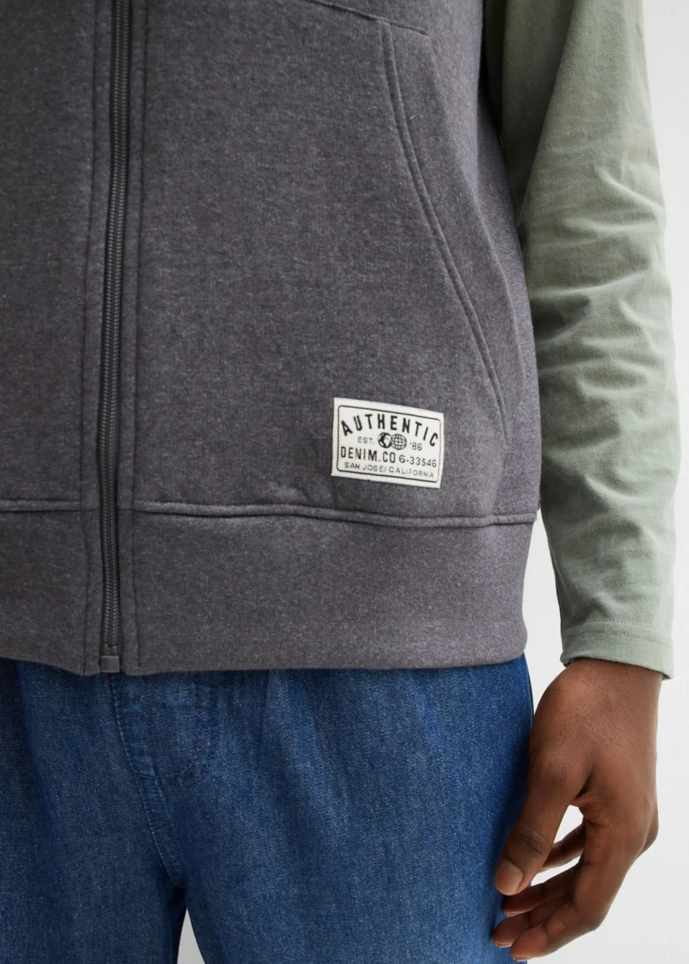 bonprix bonprix Chándals>Chaleco de chándal con capucha de suave mezcla de algodón pizarra moteado