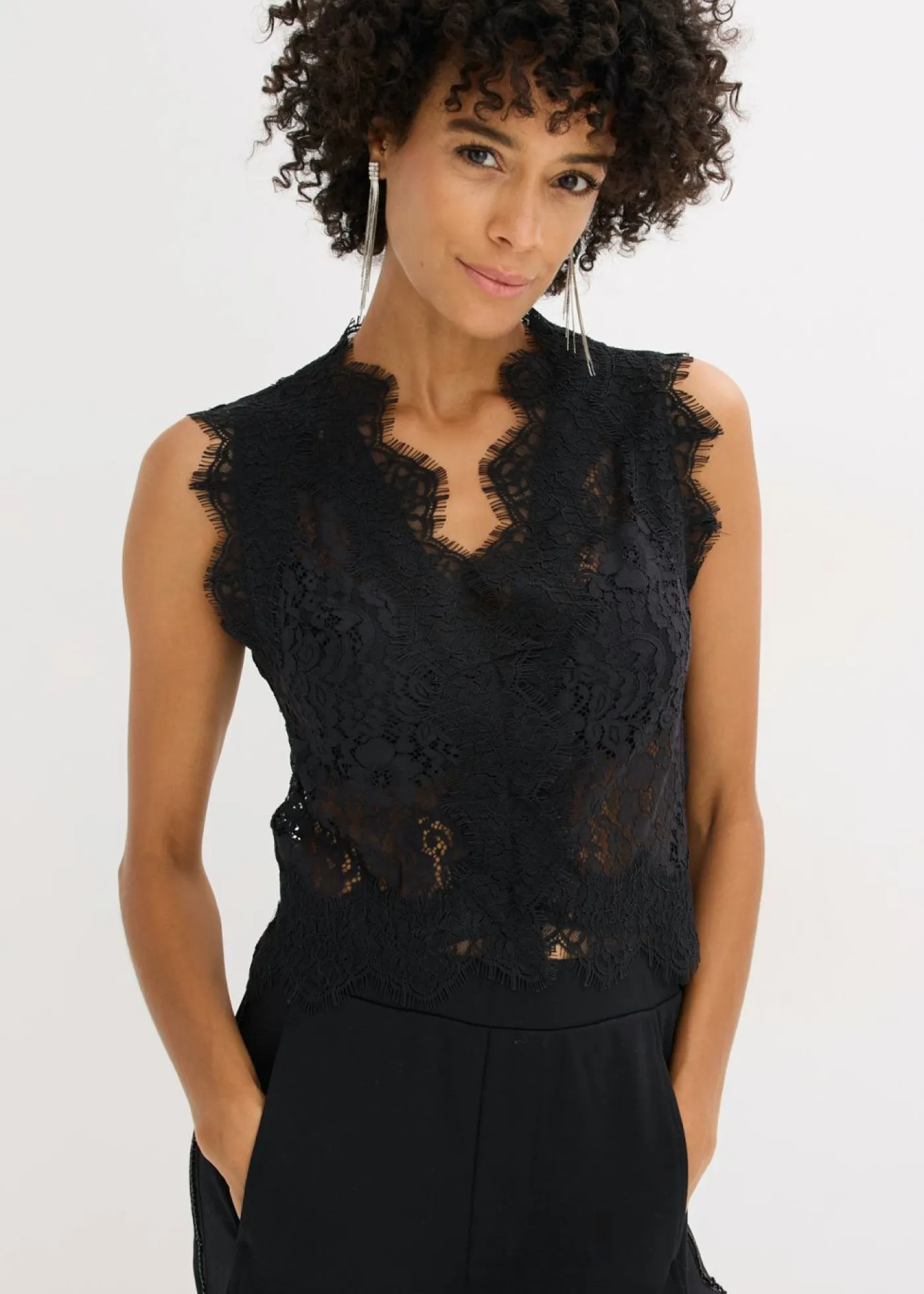 bonprix bonprix Chaquetas Y Abrigos>Chaleco de encaje Negro