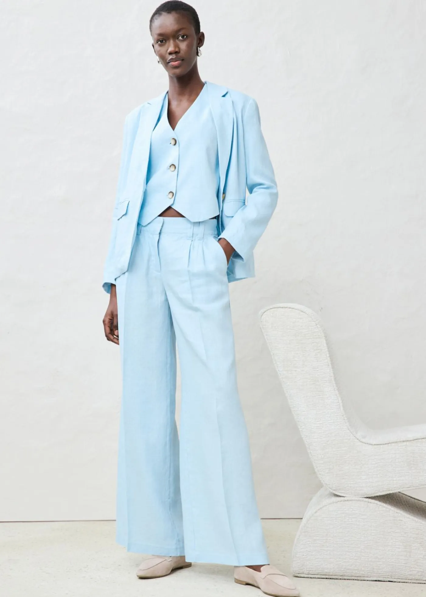 bonprix bonprix Premium|Chaquetas Y Abrigos>Chaleco de lino puro verde pimiento