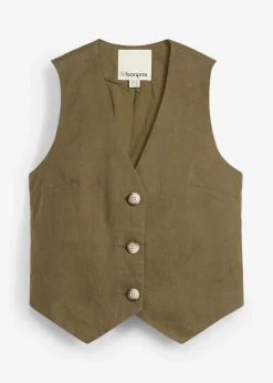 Mujer bonprix bonprix Chaleco de lino puro