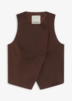 bonprix bonprix Chaquetas Y Abrigos>Chaleco de mezcla de viscosa fluida Marrón oscuro