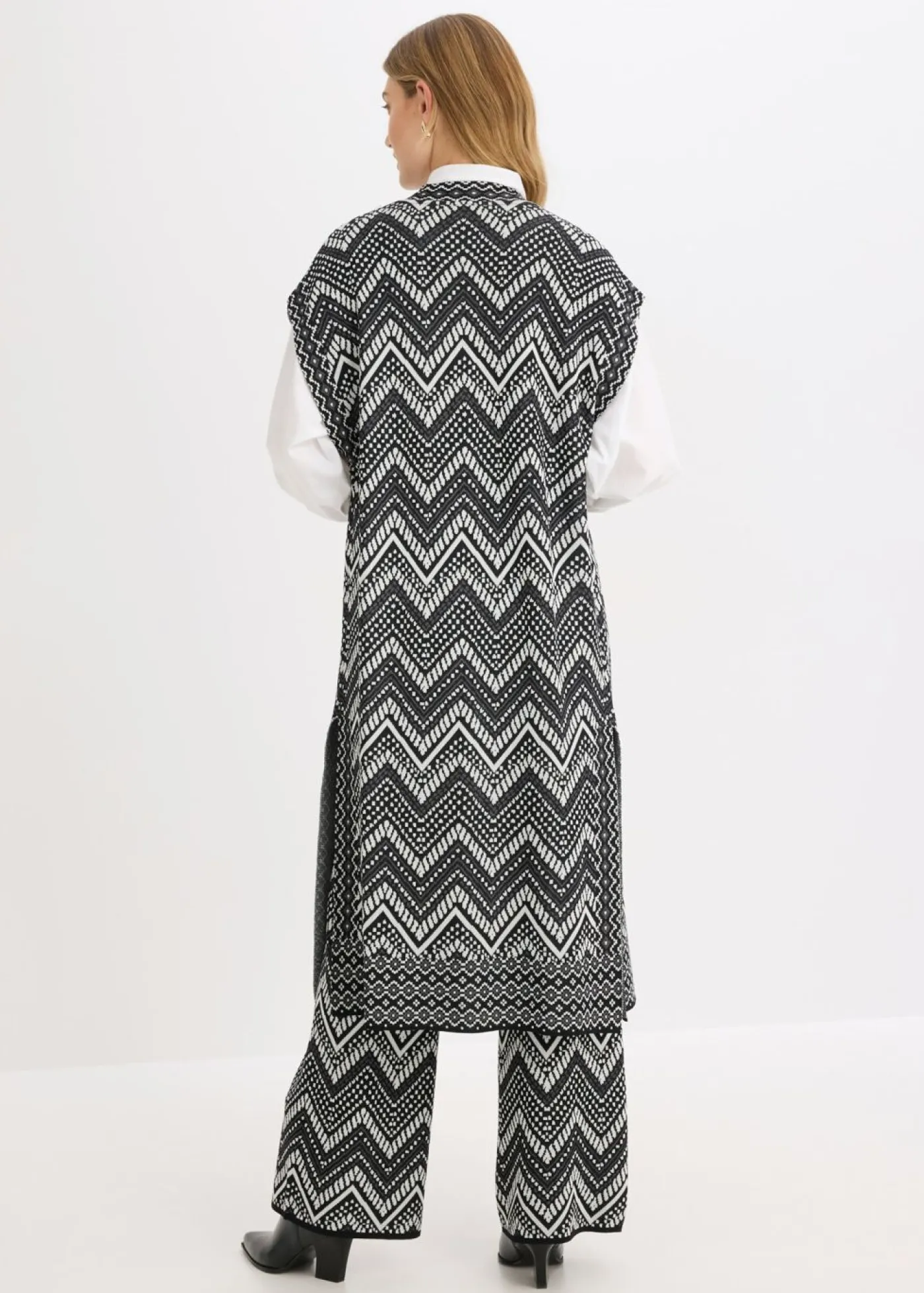 bonprix bonprix Chaquetas Y Abrigos|Ropa De Punto>Chaleco de punto Negro-blanco