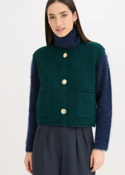 Mujer bonprix bonprix Chaleco de punto con botones decorativos