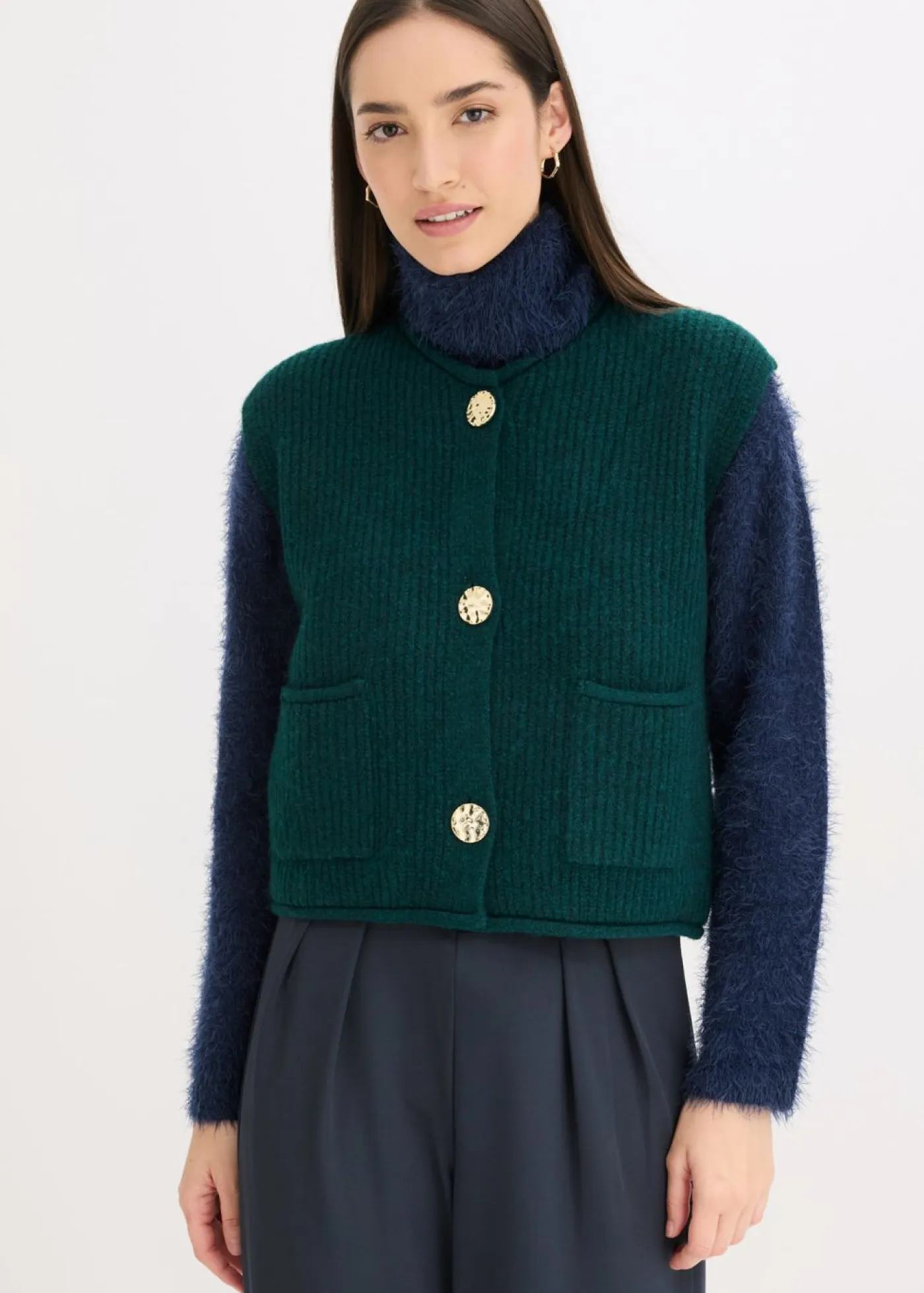 Mujer bonprix bonprix Chaleco de punto con botones decorativos