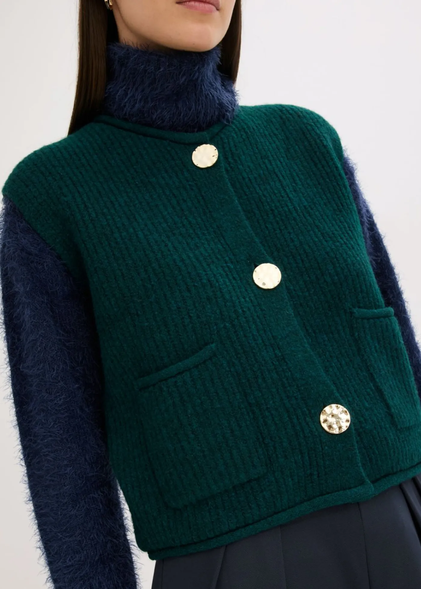 Mujer bonprix bonprix Chaleco de punto con botones decorativos