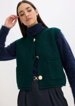 Mujer bonprix bonprix Chaleco de punto con botones decorativos