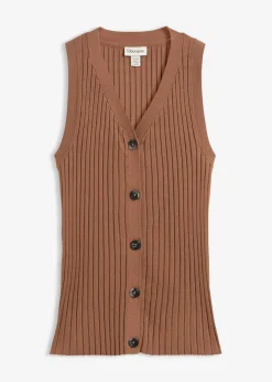 bonprix bonprix Chaquetas Y Abrigos|Novedades>Chaleco de punto de canalé Marrón castaño