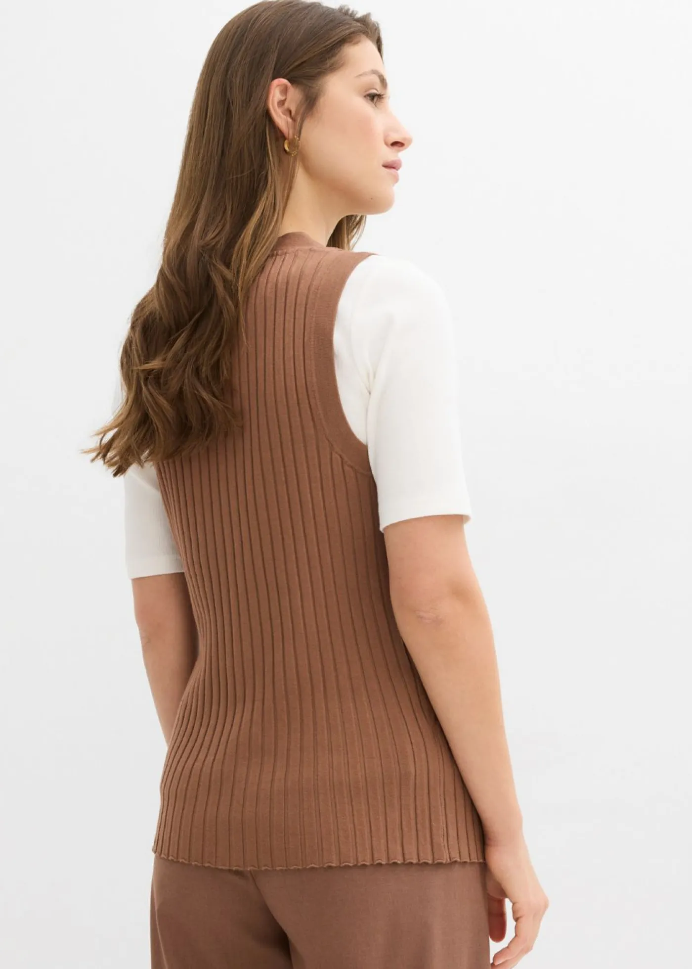 bonprix bonprix Chaquetas Y Abrigos|Novedades>Chaleco de punto de canalé Marrón castaño