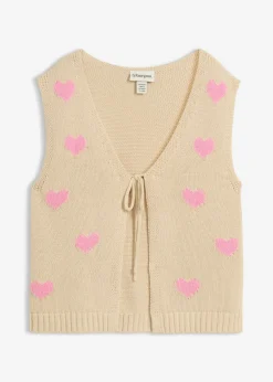 bonprix bonprix Chaquetas Y Abrigos|Ropa De Punto>Chaleco de punto de mezcla de algodón arena claro-rosa