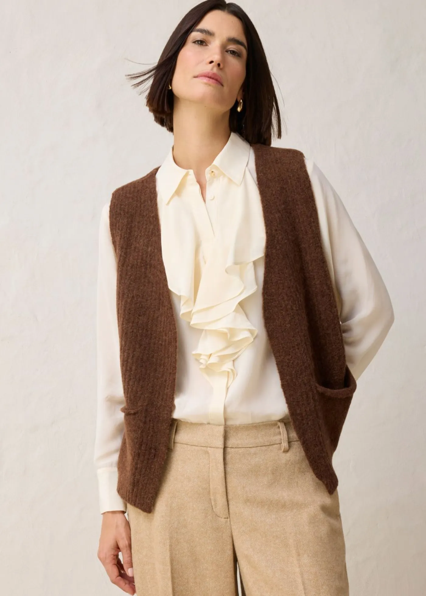 Mujer bonprix bonprix Chaleco de punto grueso con lana de alpaca