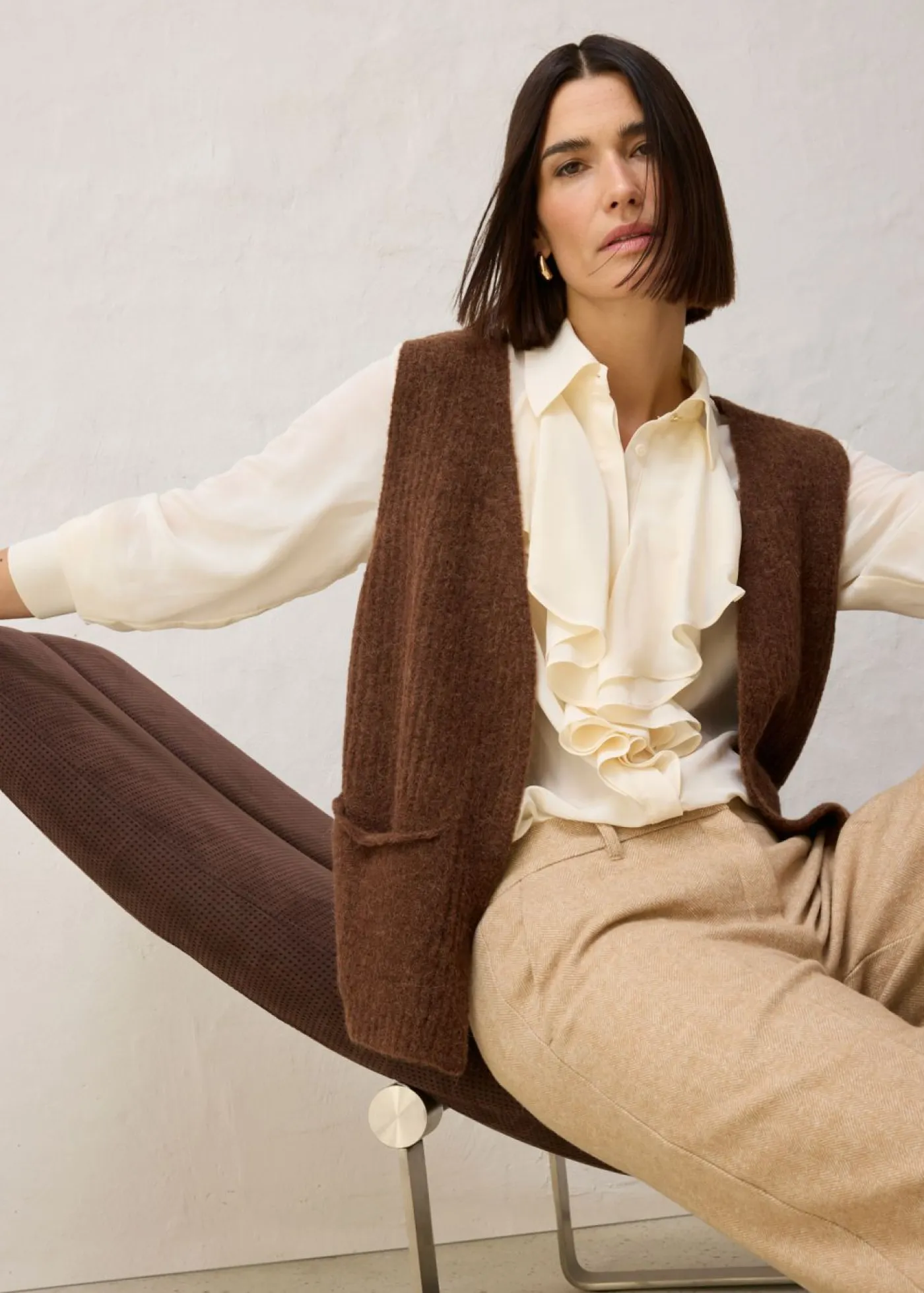 Mujer bonprix bonprix Chaleco de punto grueso con lana de alpaca