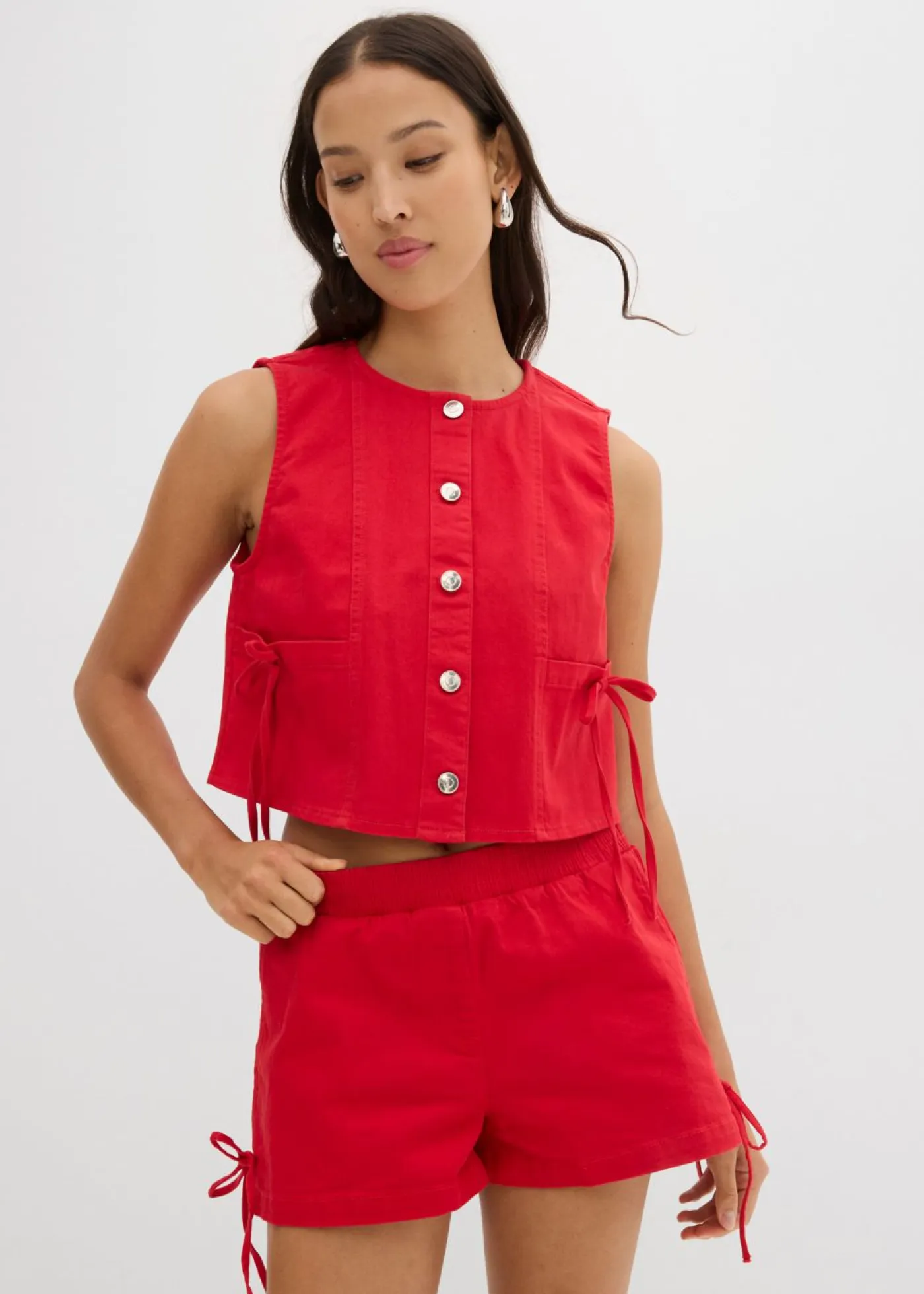 bonprix bonprix Chaquetas Y Abrigos>Chaleco de sarga de mezcla de algodón orgánico elástico Rojo tomate