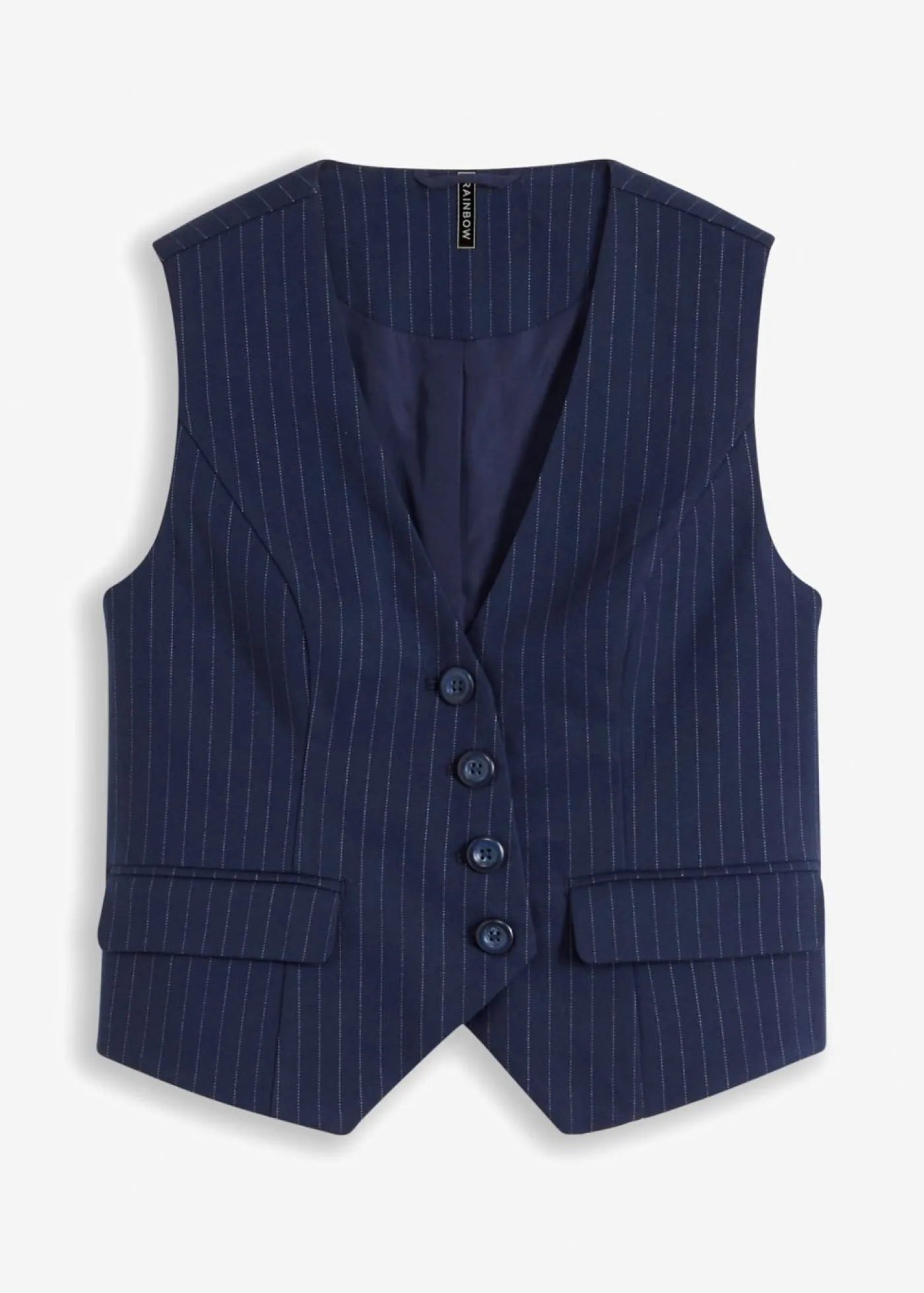 bonprix bonprix Chaquetas Y Abrigos>Chaleco de traje de mezcla de viscosa azul marino rayas verticales