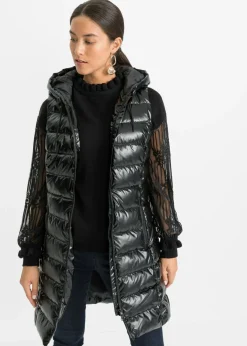 bonprix bonprix Chaquetas Y Abrigos>Chaleco guateado con diseño brillante Negro