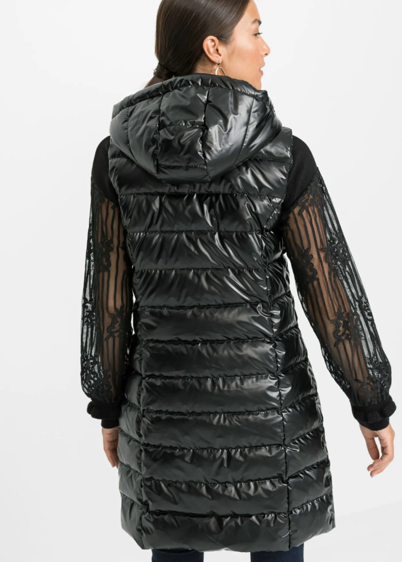 bonprix bonprix Chaquetas Y Abrigos>Chaleco guateado con diseño brillante Negro