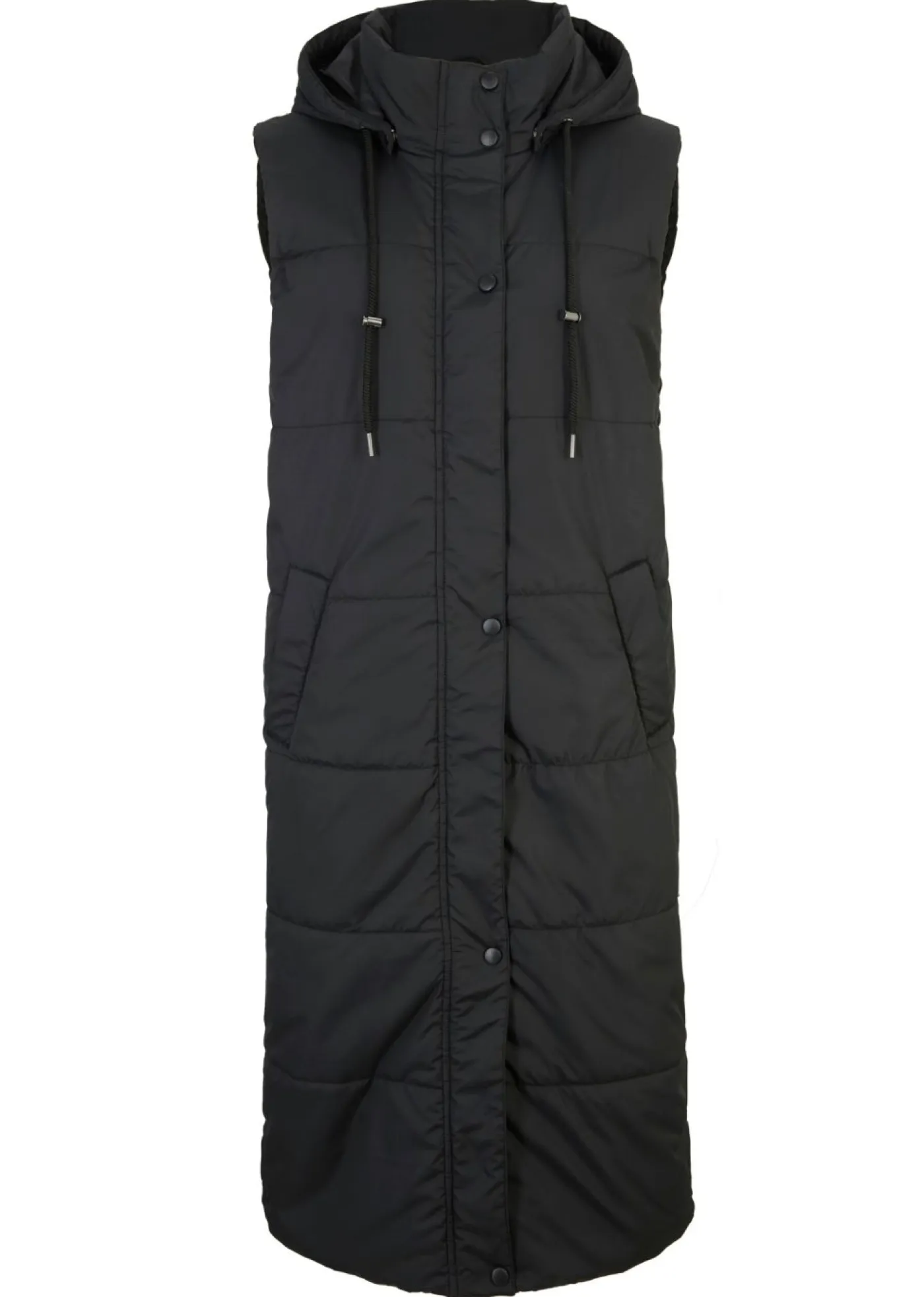 bonprix bonprix Chaquetas Y Abrigos>Chaleco largo acolchado con capucha y aberturas laterales Negro
