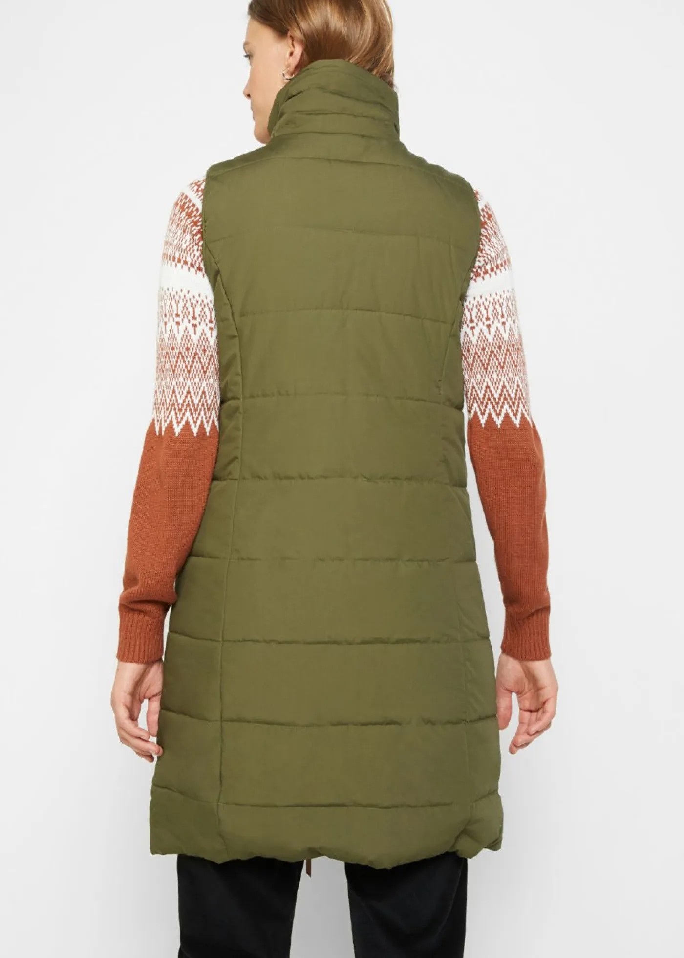 bonprix bonprix Chaquetas Y Abrigos>Chaleco largo con cuello alto Verde oliva oscuro