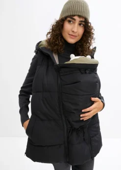 bonprix bonprix Premamá>Chaleco premamá 3 en 1 repelente al agua con inserto de porteo Negro-verde oliva oscuro