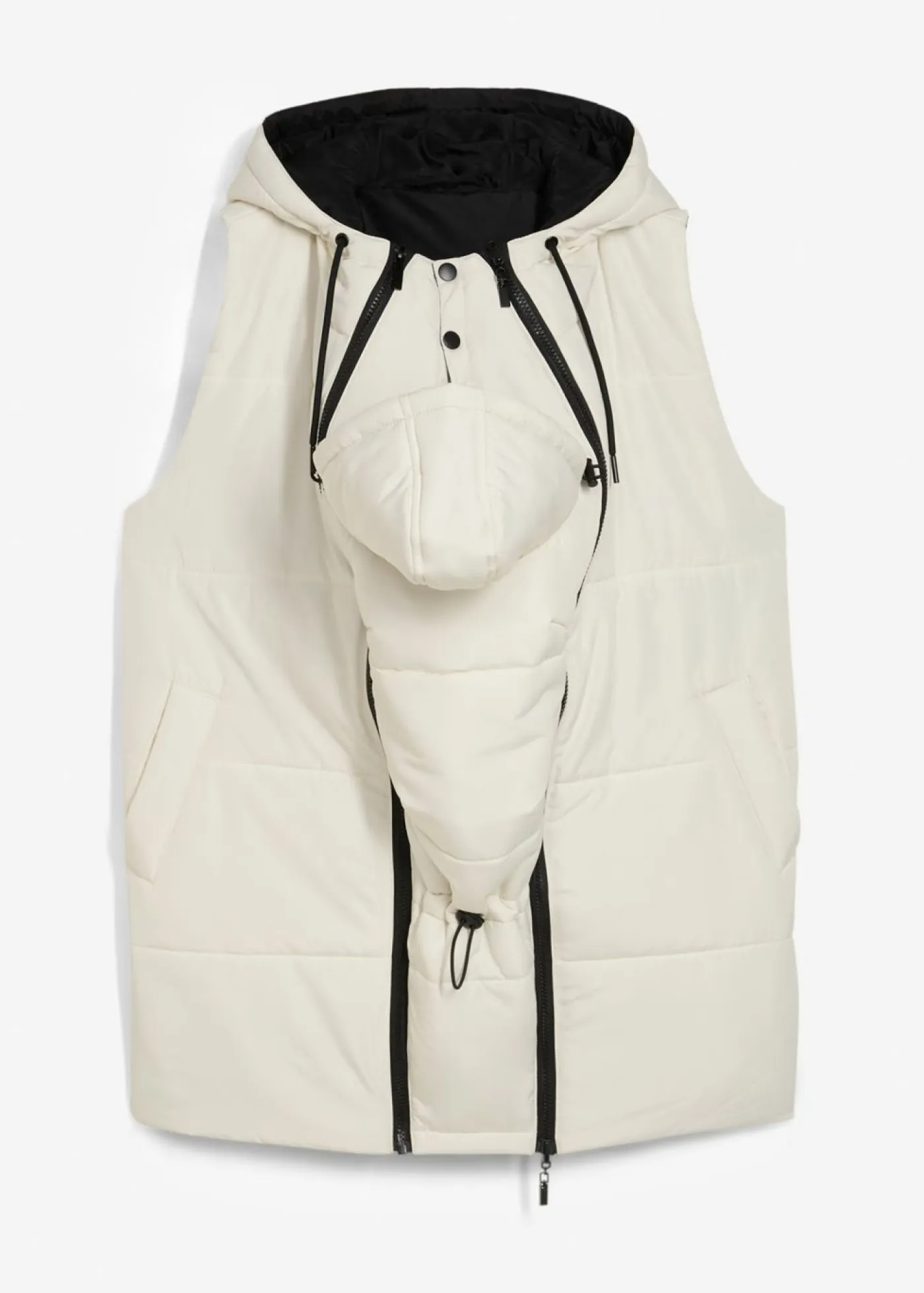 bonprix bonprix Premamá>Chaleco premamá forrado 4 en 1 con función reversible e inserto de porteo Beige-negro