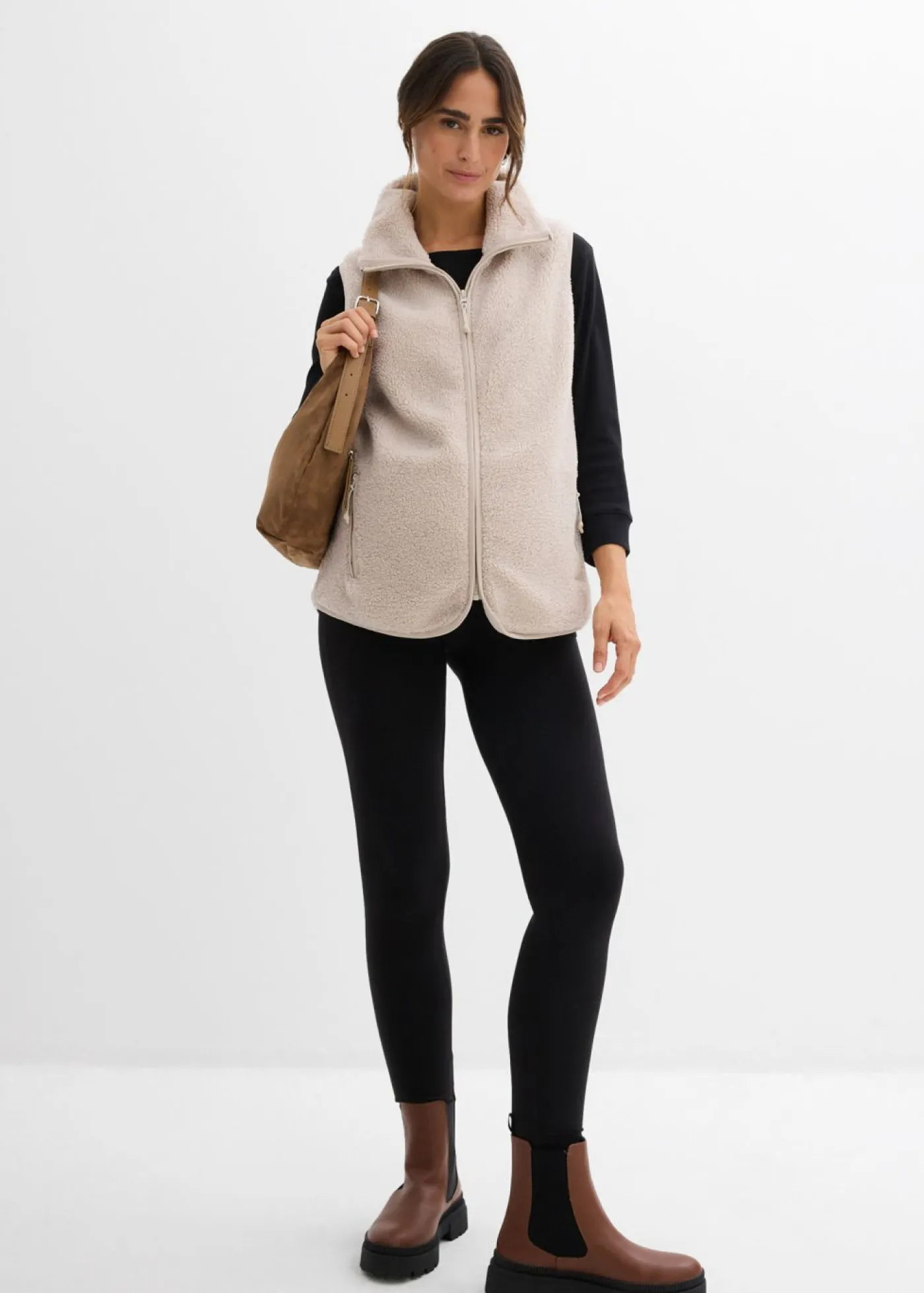 bonprix bonprix Premamá>Chaleco premamá/de porteo 3 en 1 de tejido polar gris piedra