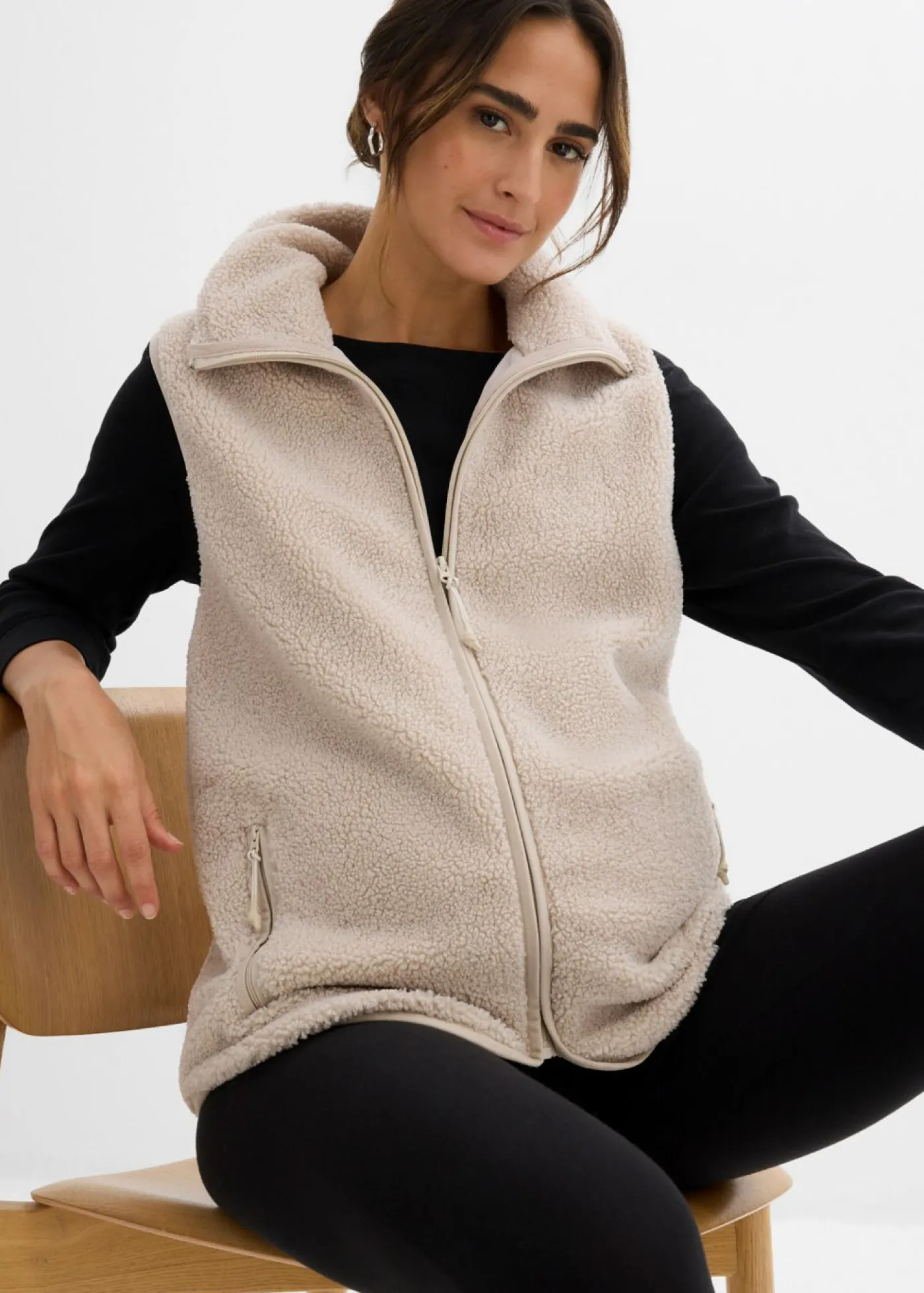 bonprix bonprix Premamá>Chaleco premamá/de porteo 3 en 1 de tejido polar gris piedra