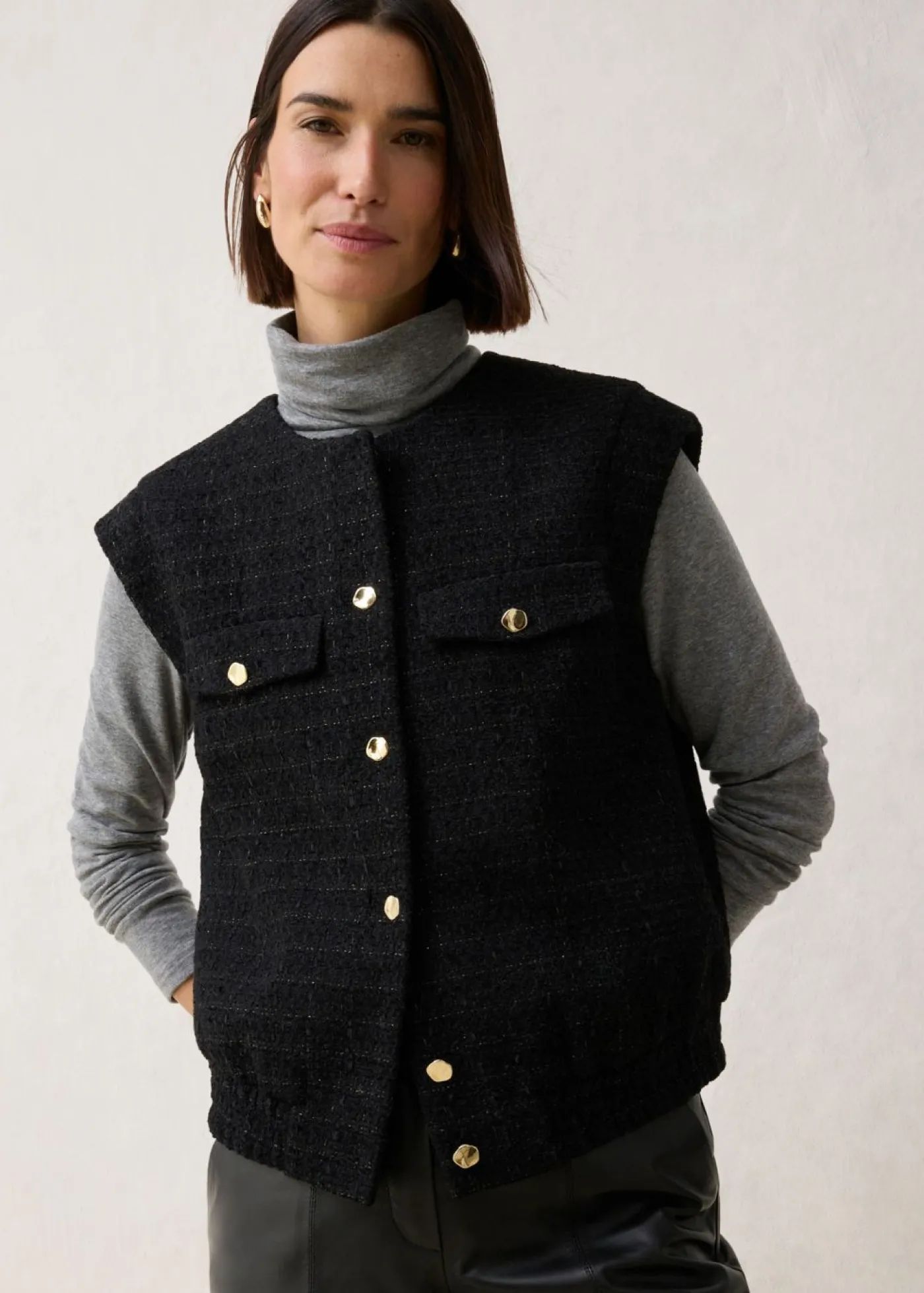 bonprix bonprix Chaquetas Y Abrigos>Chaleco tipo americana con contenido de lana Negro