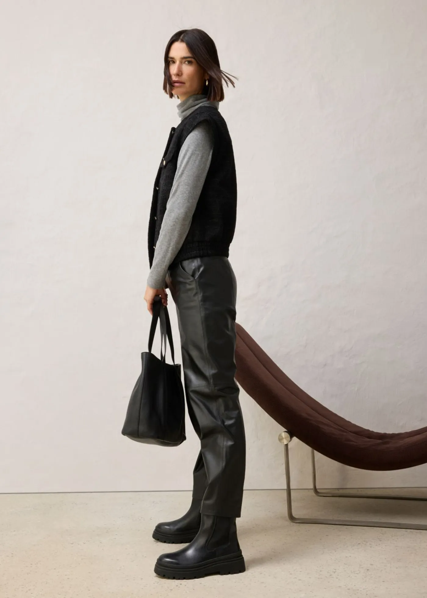 bonprix bonprix Chaquetas Y Abrigos>Chaleco tipo americana con contenido de lana Negro