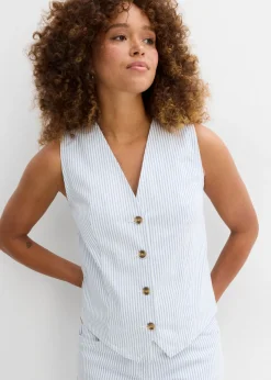 bonprix bonprix Chaquetas Y Abrigos>Chaleco vaquero a rayas blanco con rayas