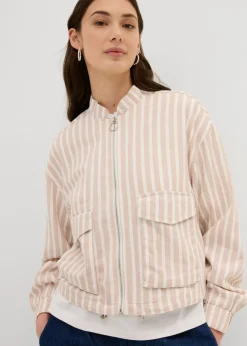 Mujer bonprix bonprix Chaqueta bomber con aspecto de lino