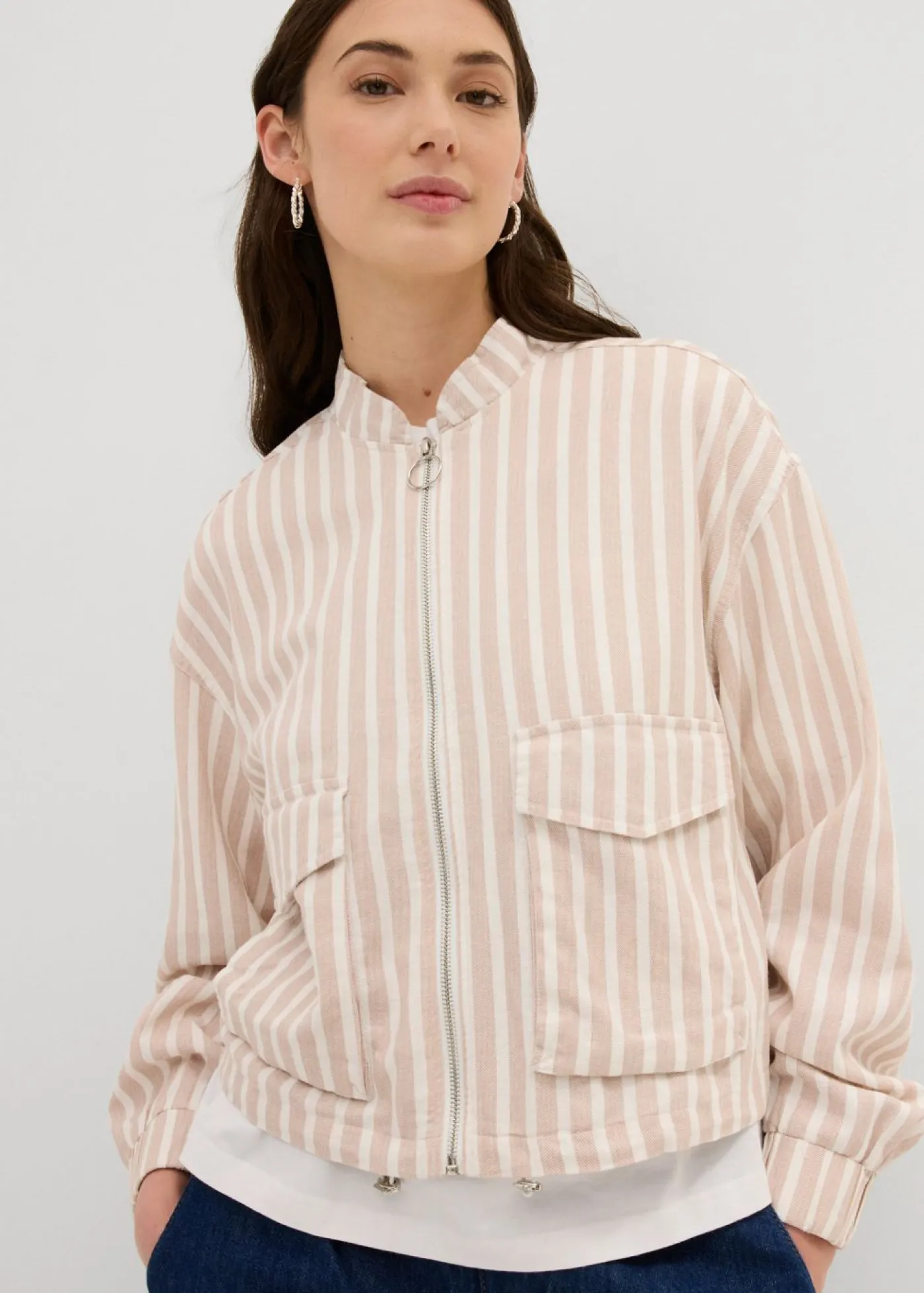 Mujer bonprix bonprix Chaqueta bomber con aspecto de lino