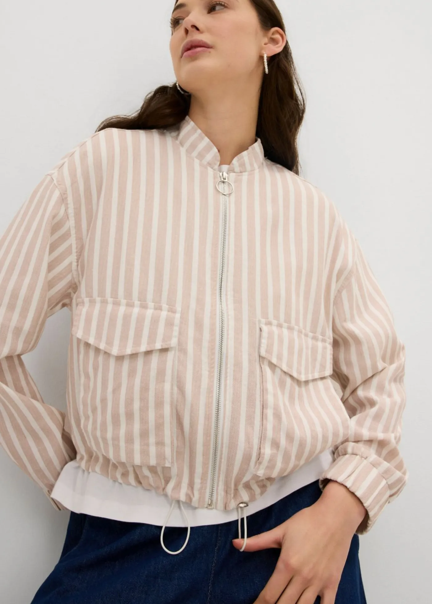 Mujer bonprix bonprix Chaqueta bomber con aspecto de lino