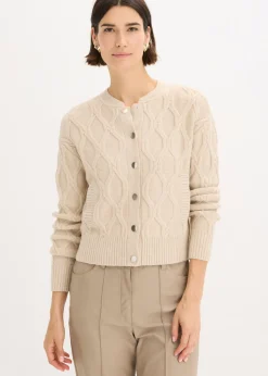 bonprix bonprix Jerséis|Ropa De Punto>Chaqueta bomber con contenido de lana Arena jaspeado