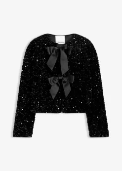 bonprix bonprix Chaquetas Y Abrigos>Chaqueta corta de lentejuelas Negro