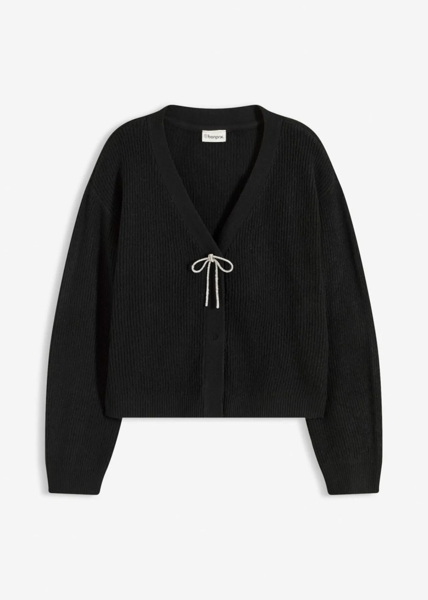bonprix bonprix Jerséis|Ropa De Punto>Chaqueta corta de punto Negro