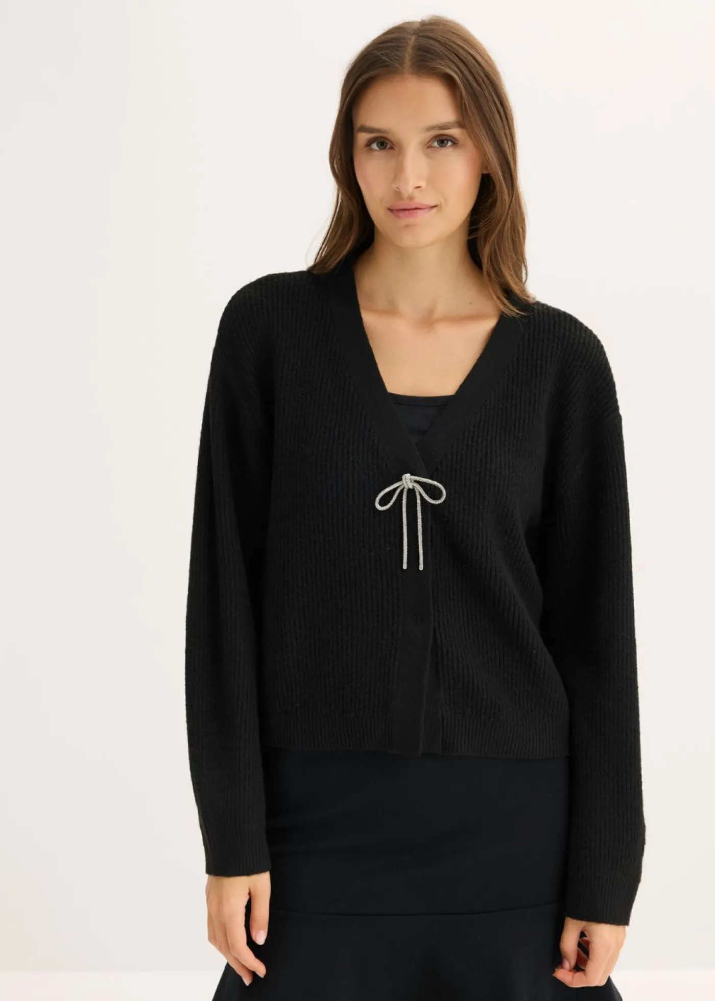 bonprix bonprix Jerséis|Ropa De Punto>Chaqueta corta de punto Negro