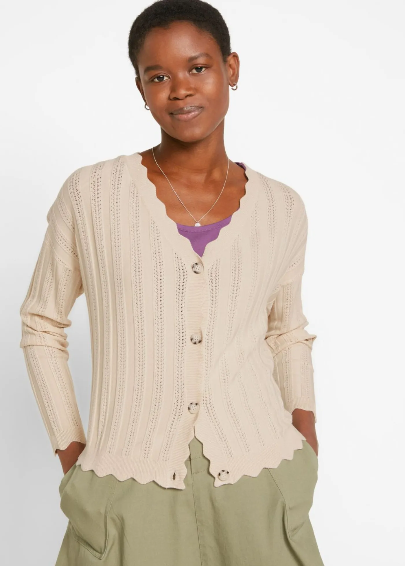 Mujer bonprix bonprix Chaqueta corta de punto ajour