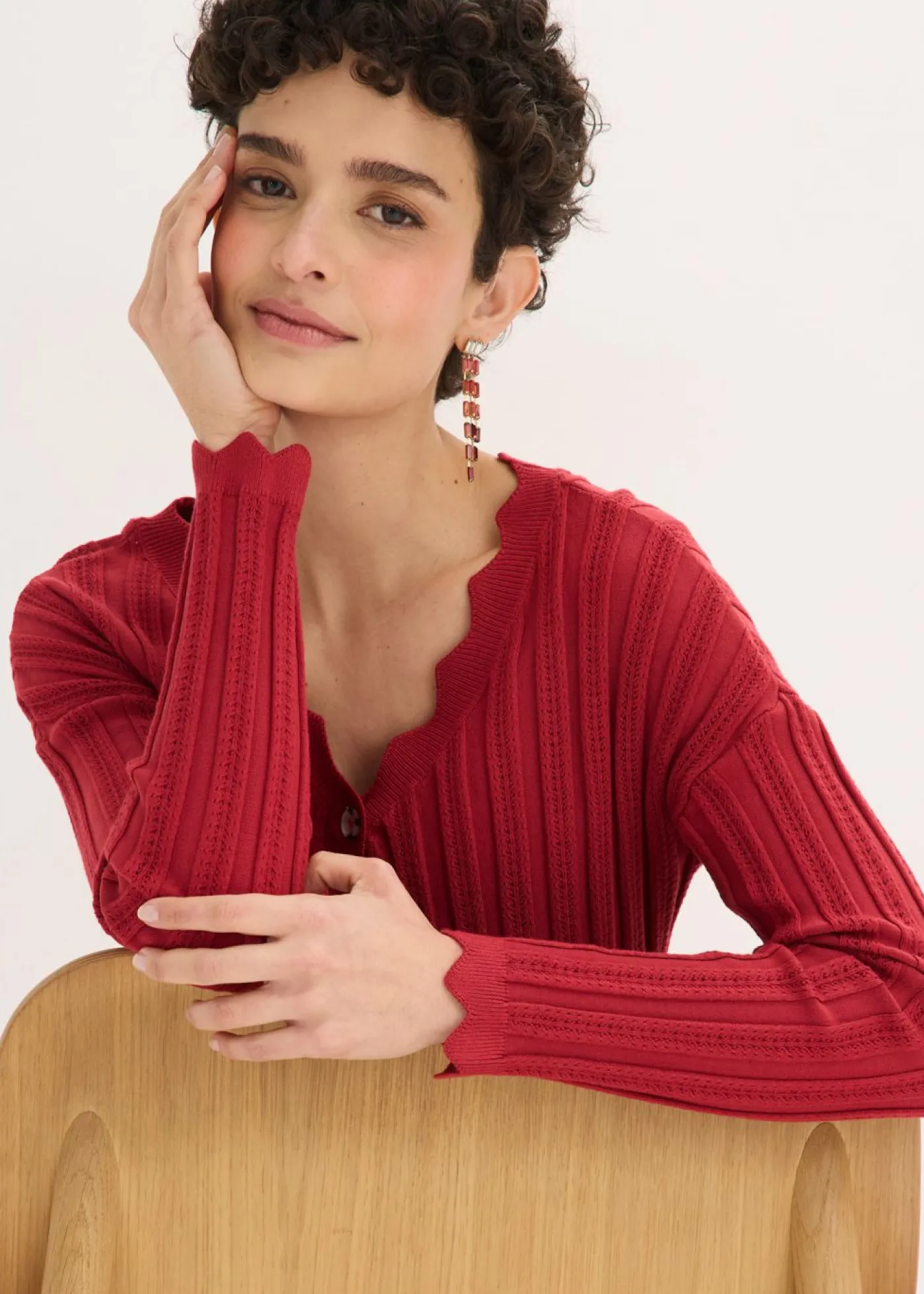 Mujer bonprix bonprix Chaqueta corta de punto ajour