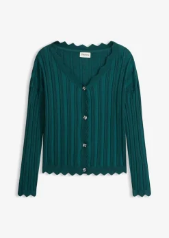 bonprix bonprix Jerséis|Novedades>Chaqueta corta de punto ajour verde pimiento
